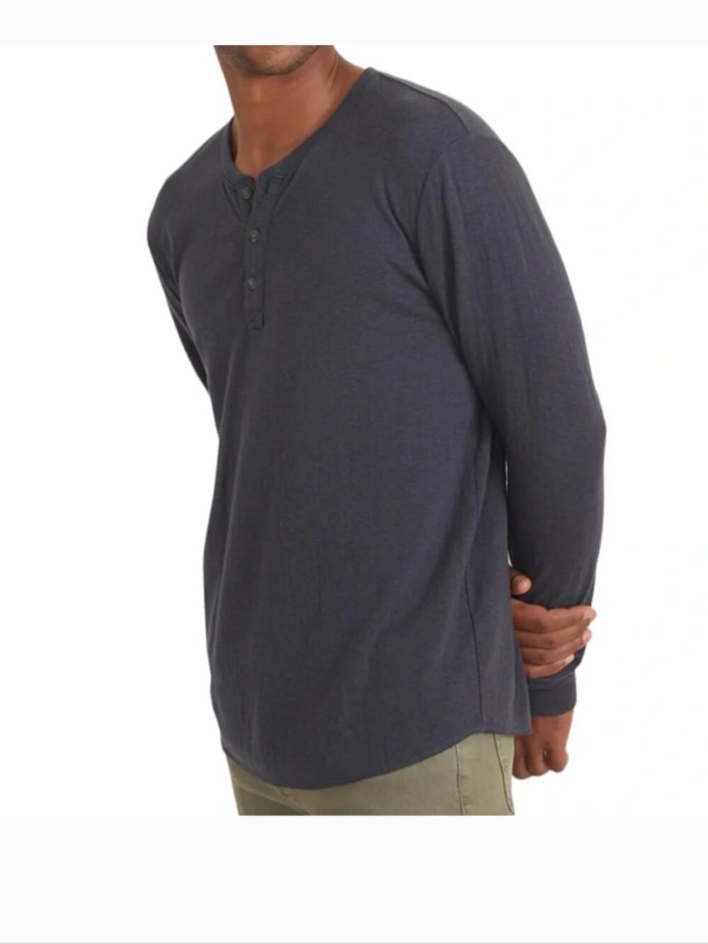 Marine Layer Double Knit Long Sleeve Henley in  Navy Size XL